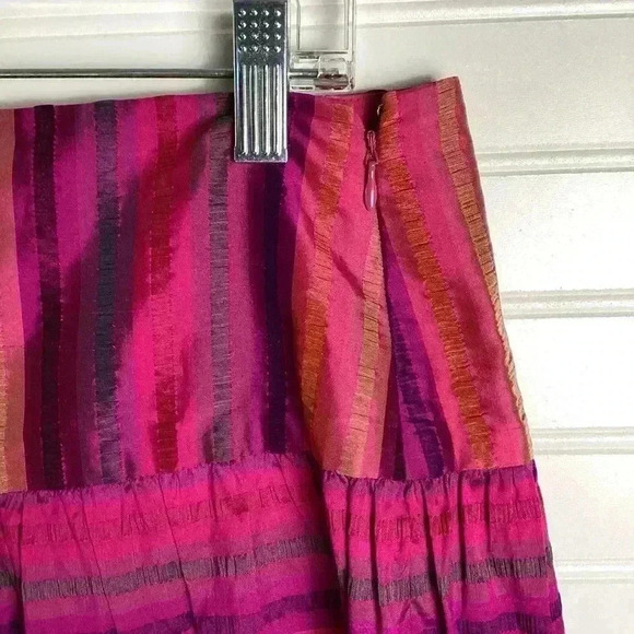 Ralph Lauren Skirt 4 RL Black Label/Midi Skirt/Pink & Purple Striped Silk/Tiered - Picture 7 of 11